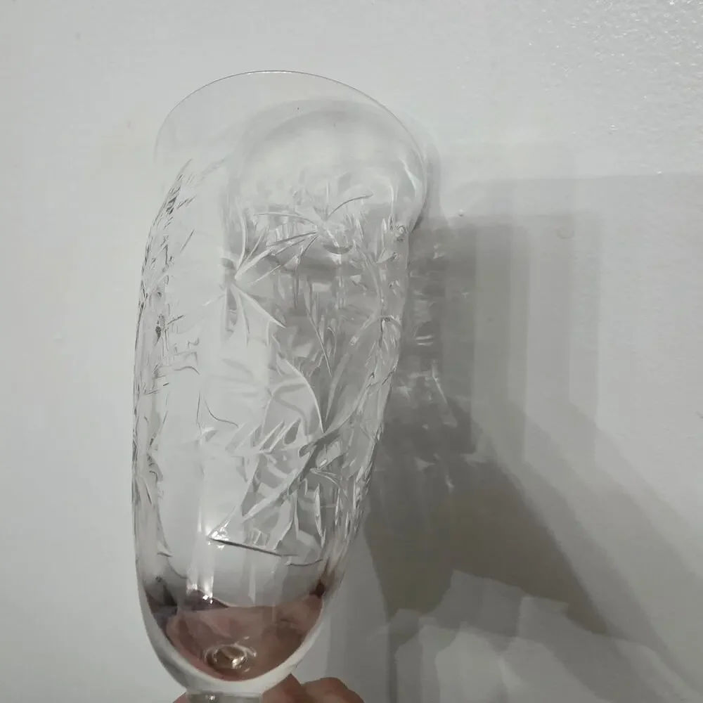 Vintage Bryce Fern Leaf #894 Etched Water Goblets Set of 2 Blown Glass USA